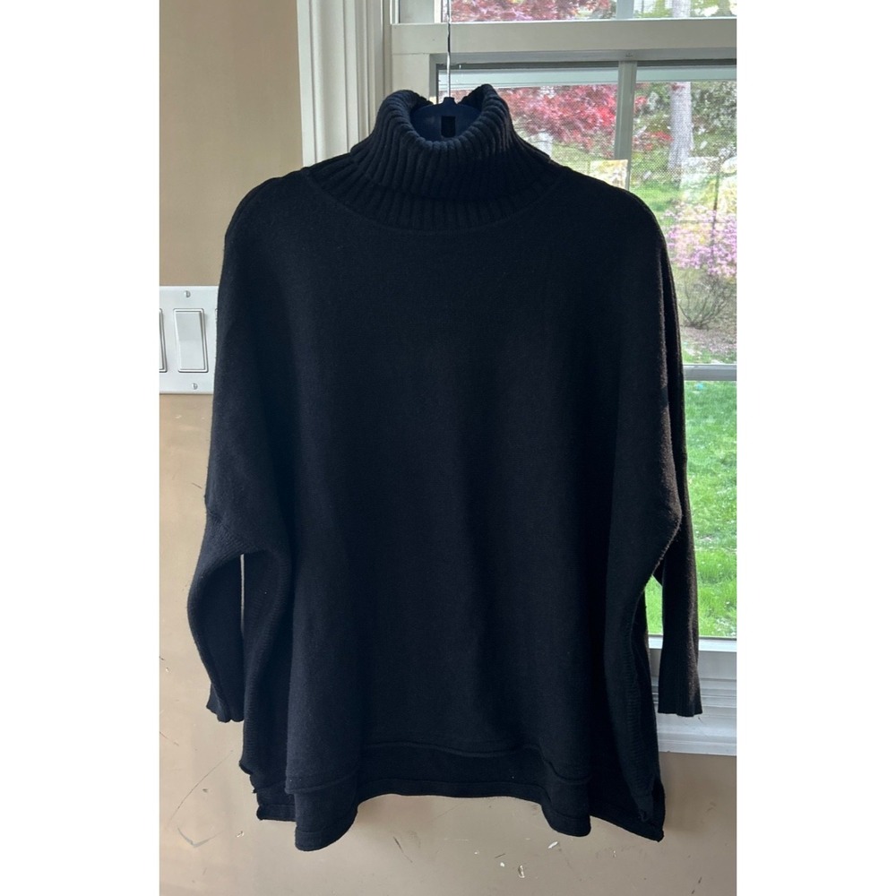 $140 Metric Knits Black Long Sleeve Chunky Turtleneck Sweater Pullover M/L